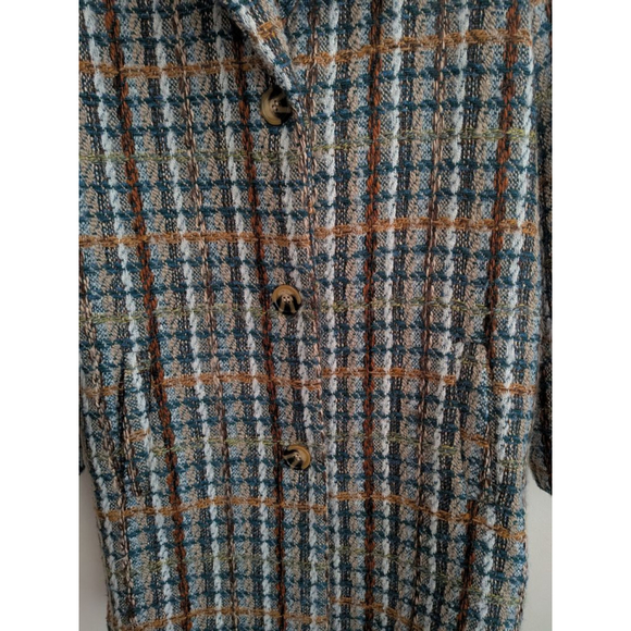 Women's VIGOSS Plaid Trench Coat XS Blue Brown - Picture 5 of 9